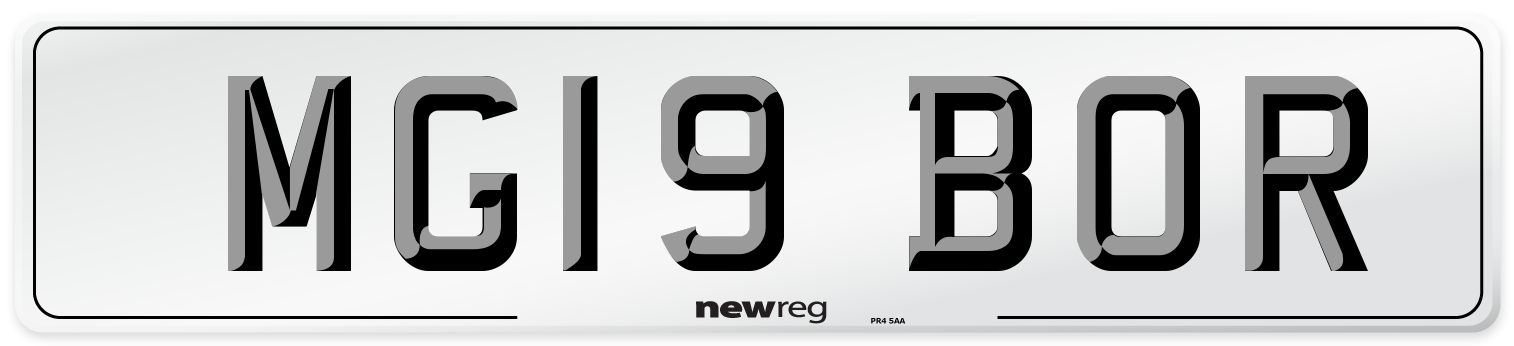 MG19 BOR Number Plate from New Reg
